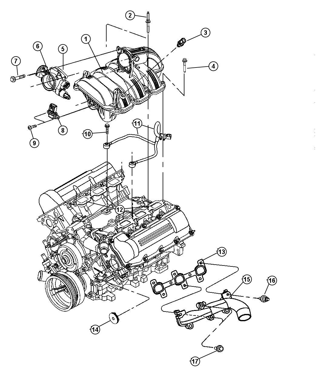 Diagram Manifolds, Intake And Exhaust, 3.7L [Engine - 3.7L V6]. for your Dodge