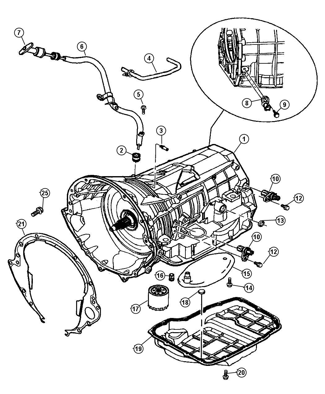 Diagram Related Parts [45RFE] [Transmission-5-Spd Automatic 5-45RFE] [Transmission-Multi-Speed Auto, 45RFE]. for your Dodge Ram 1500  