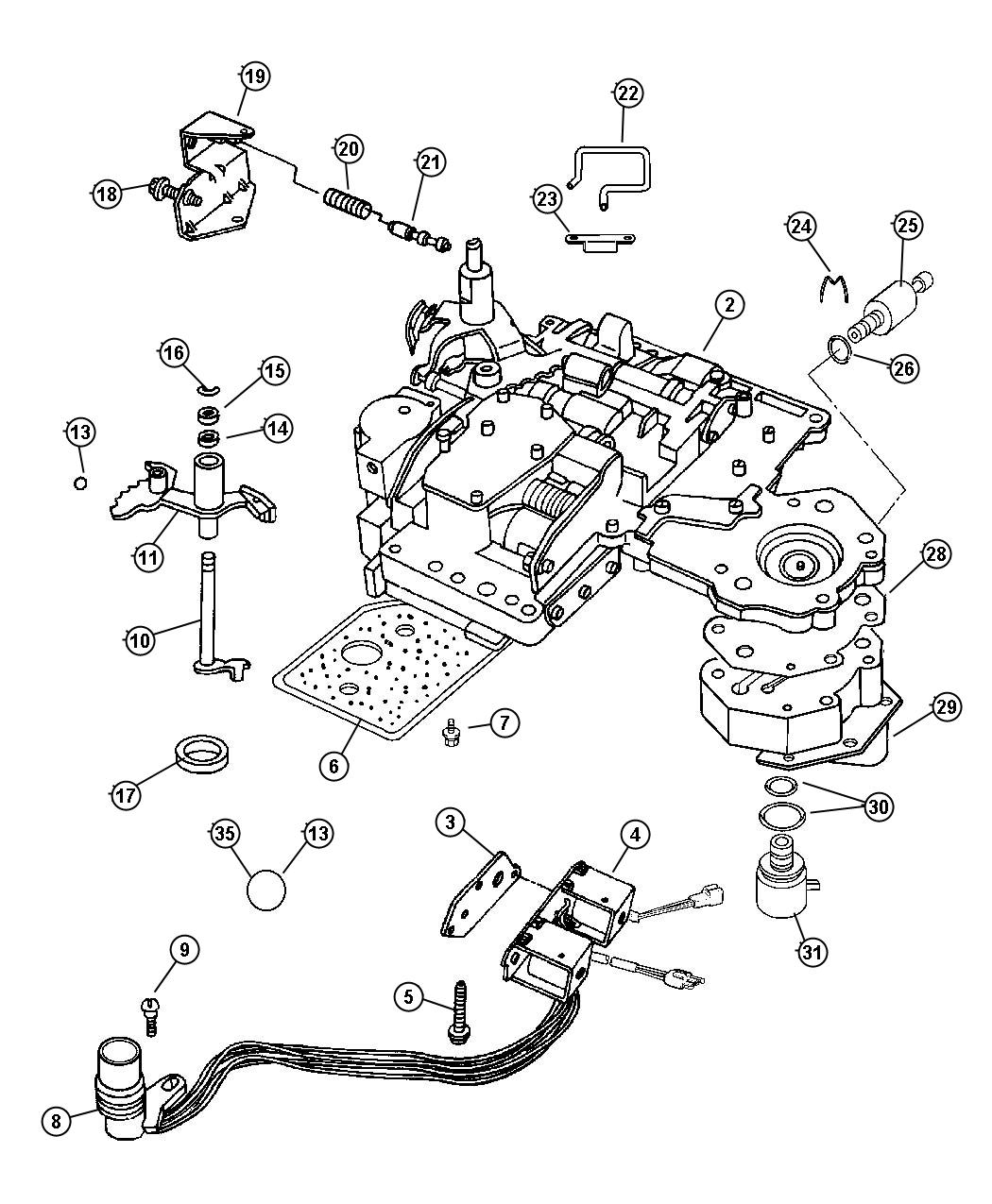 Diagram Valve Body - 47RE (DGP). for your Dodge Ram 2500  