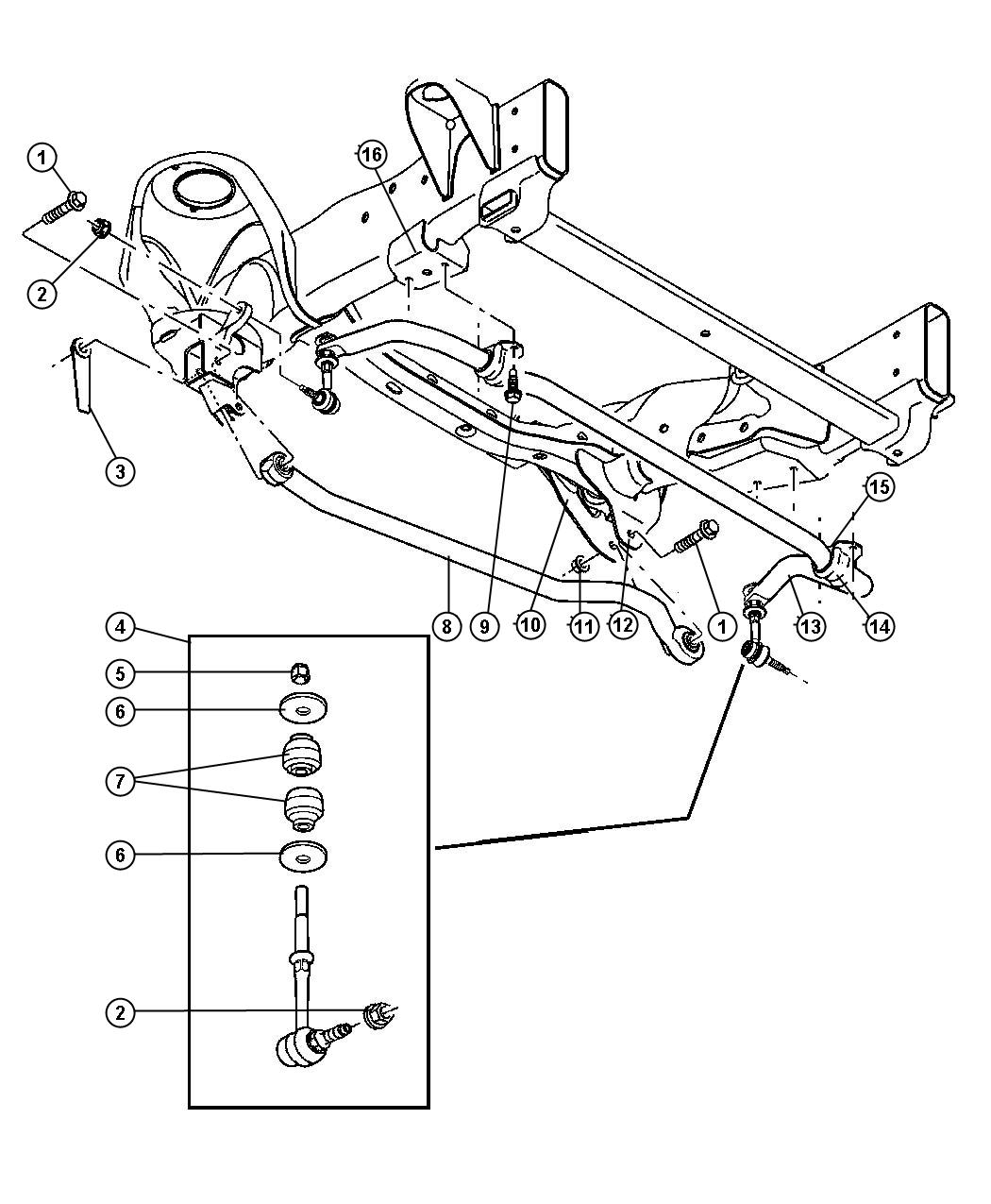 Diagram Front Sway Bar and Track Bar,DR 7,8. for your 2001 Chrysler 300  M 