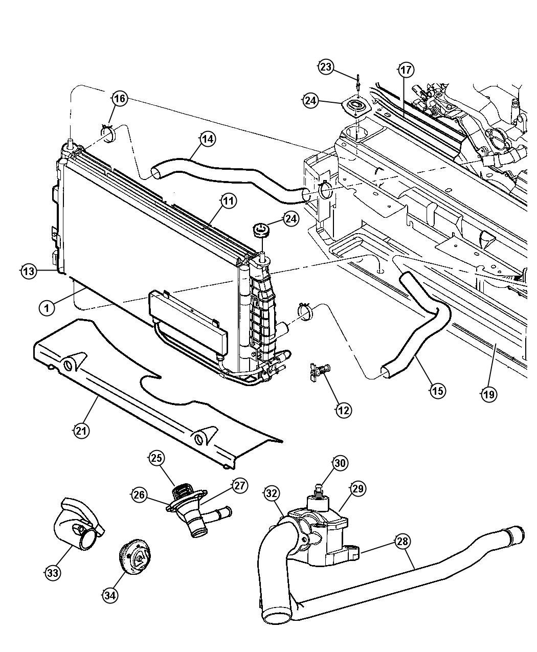 Diagram Radiator and Related Parts. for your 1999 Chrysler 300  M 