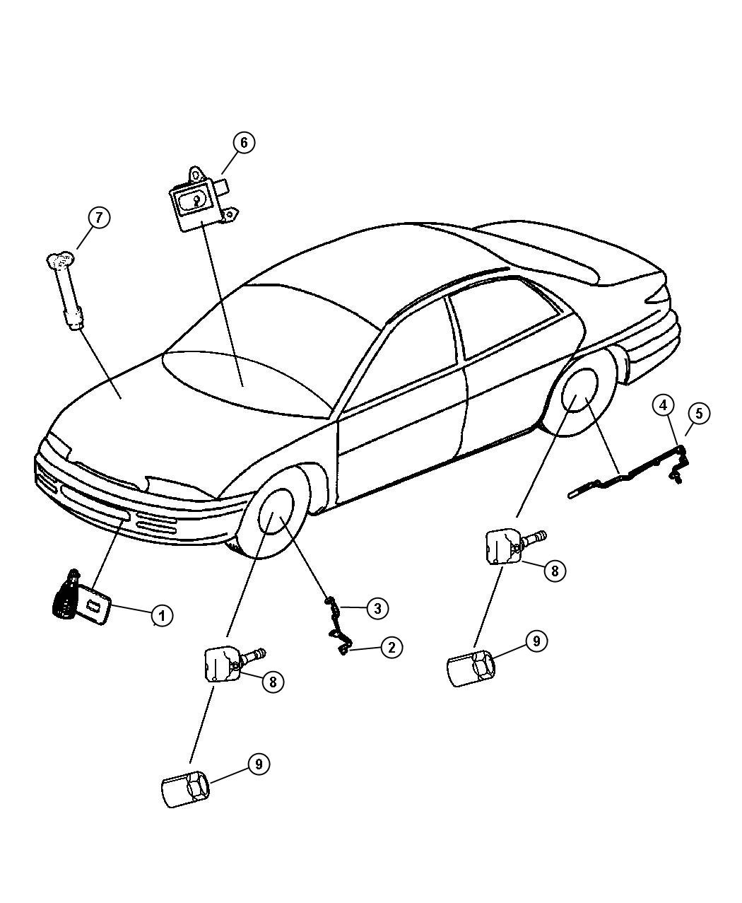 Diagram Sensors - Body. for your Dodge