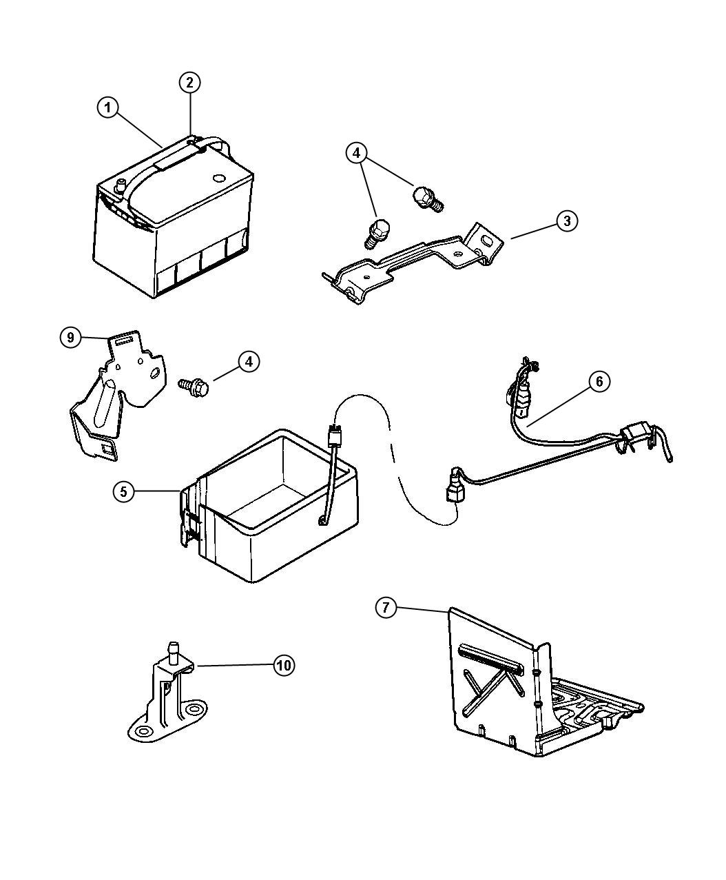 Diagram Battery Tray. for your 2003 Chrysler 300 3.5L V6 M 