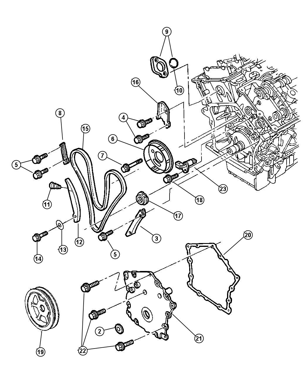 Diagram Timing Chain and Cover 2.7L Engine. for your Dodge Journey  