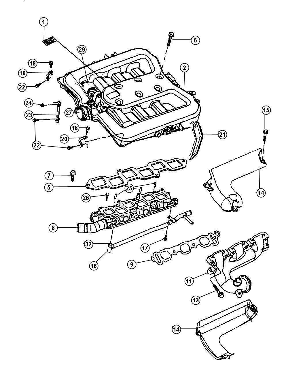 Diagram Manifold, Intake and Exhaust. for your Chrysler