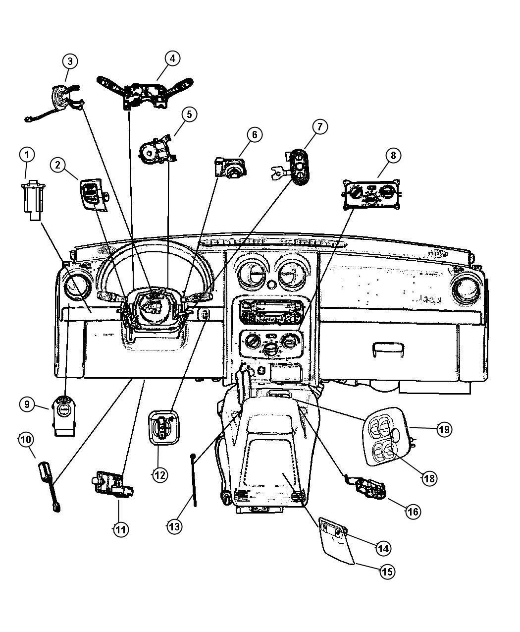 Switches (Instrument Panel and Console). Diagram