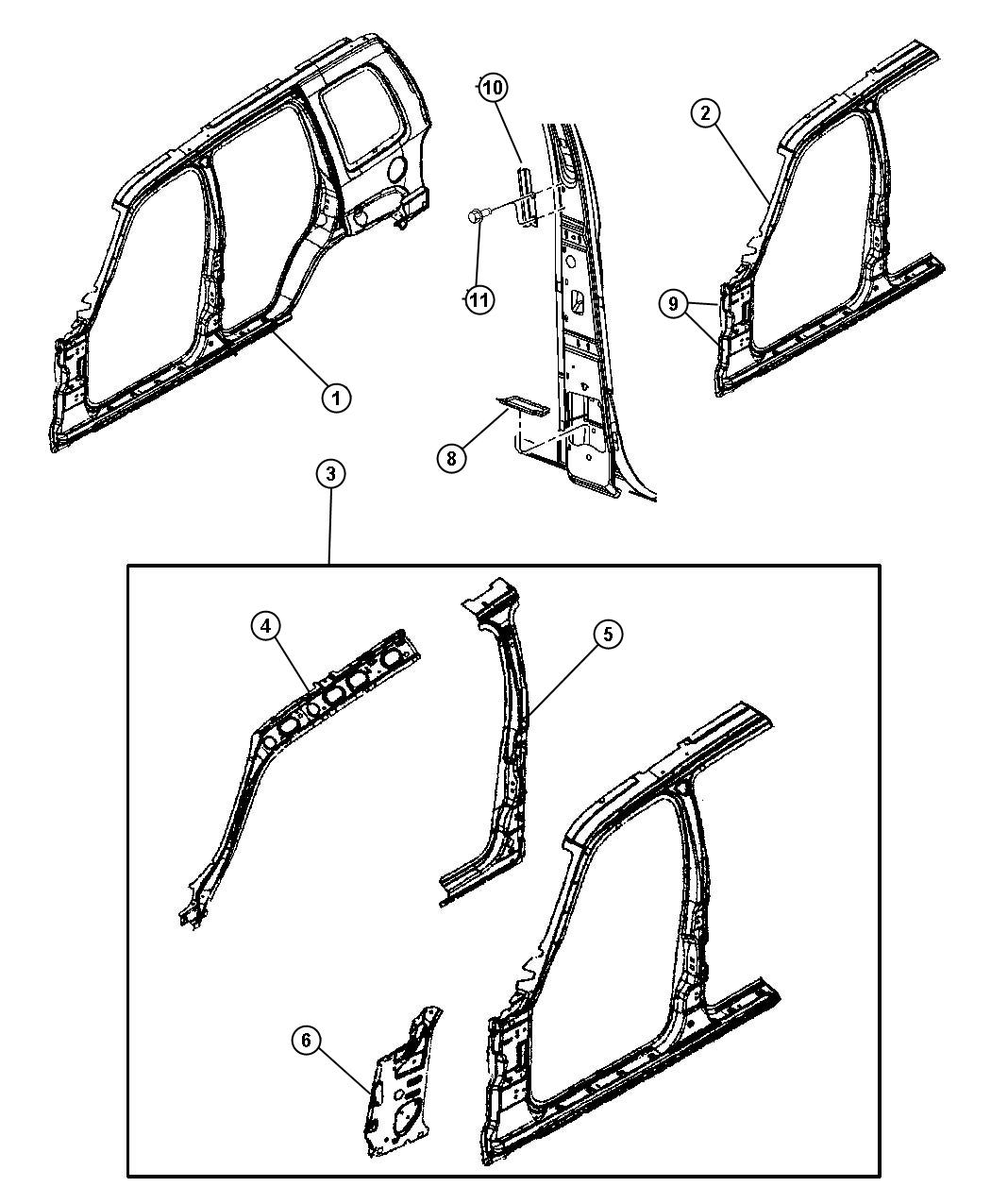 Diagram Panels, Body Side. for your Jeep Liberty  