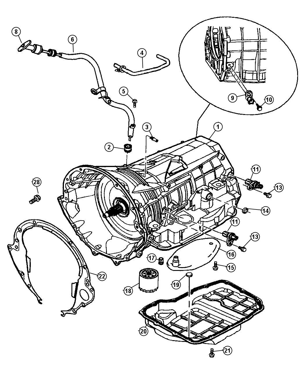 Diagram Related Parts 45RFE [Transmission-Multi-Speed Auto, 45RFE] [Transmission-5-Spd Automatic 5-45RFE]. for your Jeep Liberty  