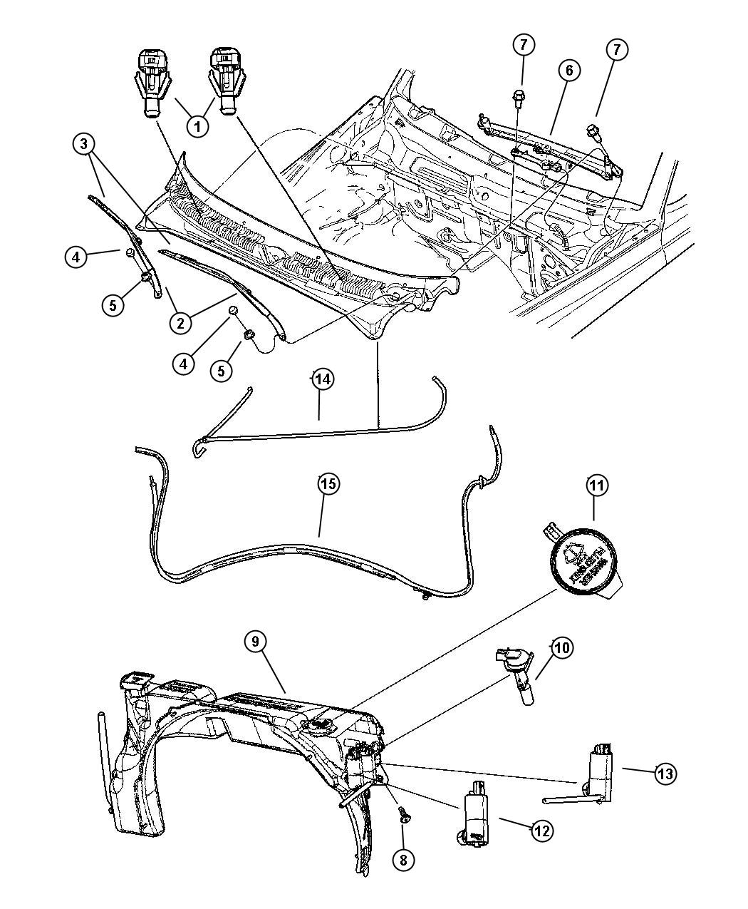 Diagram Windshield Wiper and Washer. for your 2001 Chrysler 300  M 