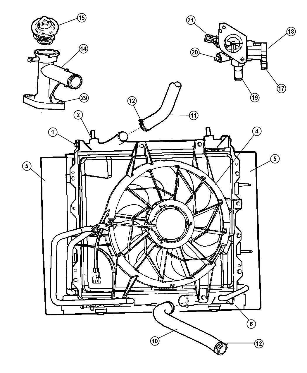 Diagram Radiator and Related Parts. for your Chrysler PT Cruiser  