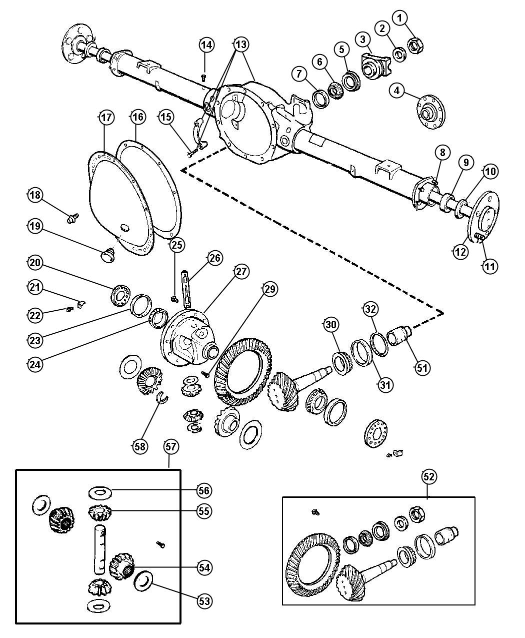 Diagram Axle,Rear,with Differential and Housing,Corporate 8.25 [Axle - Rear, Corporate 8.25]. for your Jeep