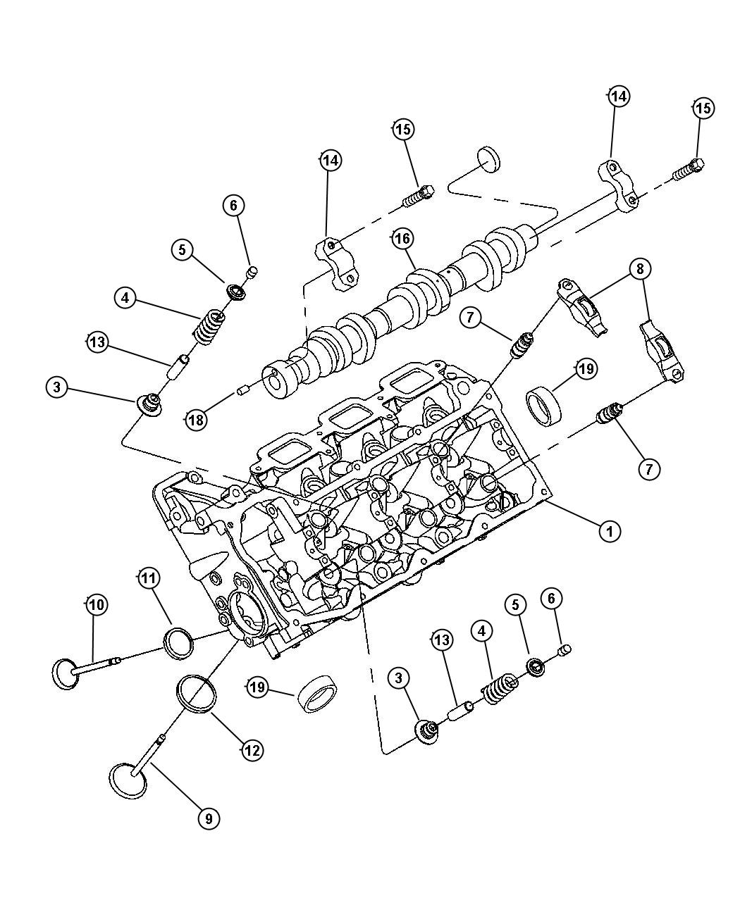 Diagram Valves and Camshaft (EKG). for your Jeep Patriot  