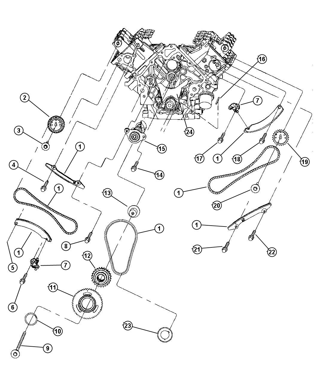 Timing Chain and Guides (EKG). Diagram