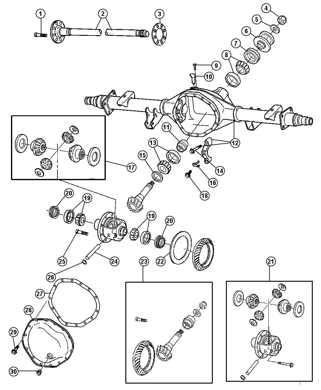 Diagram Axle Housing,Rear,With Differential Parts,American Axle 10.5`[Axle - Rear, 10.50],DR 2,7. for your Dodge Ram 2500  