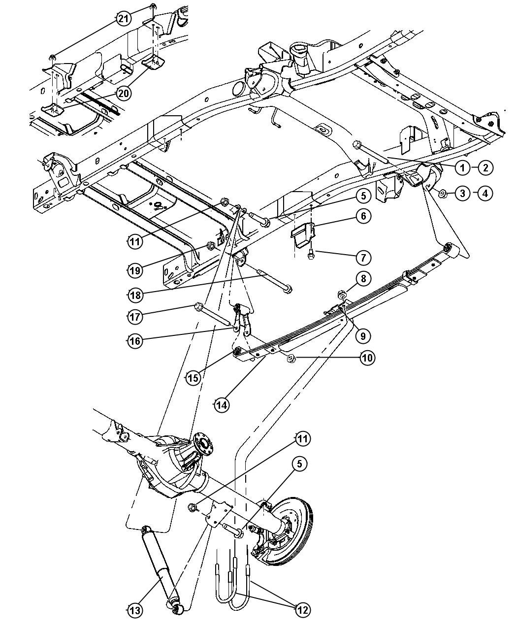 Suspension, Rear,Leaf With Shock Absorber,DR 2,3,7,8. Diagram