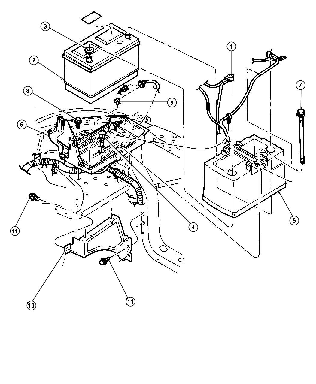 Battery Tray and Cables. Diagram