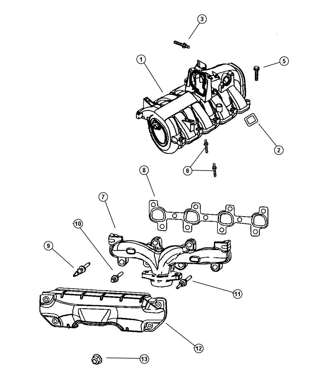 Diagram Manifold, Intake and Exhaust, 4.7L [Engine- 4.7L V8 MPI]. for your 2003 Chrysler 300  M 