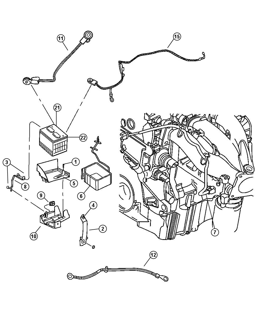 Diagram Battery Tray and Cables. for your Chrysler 300  M