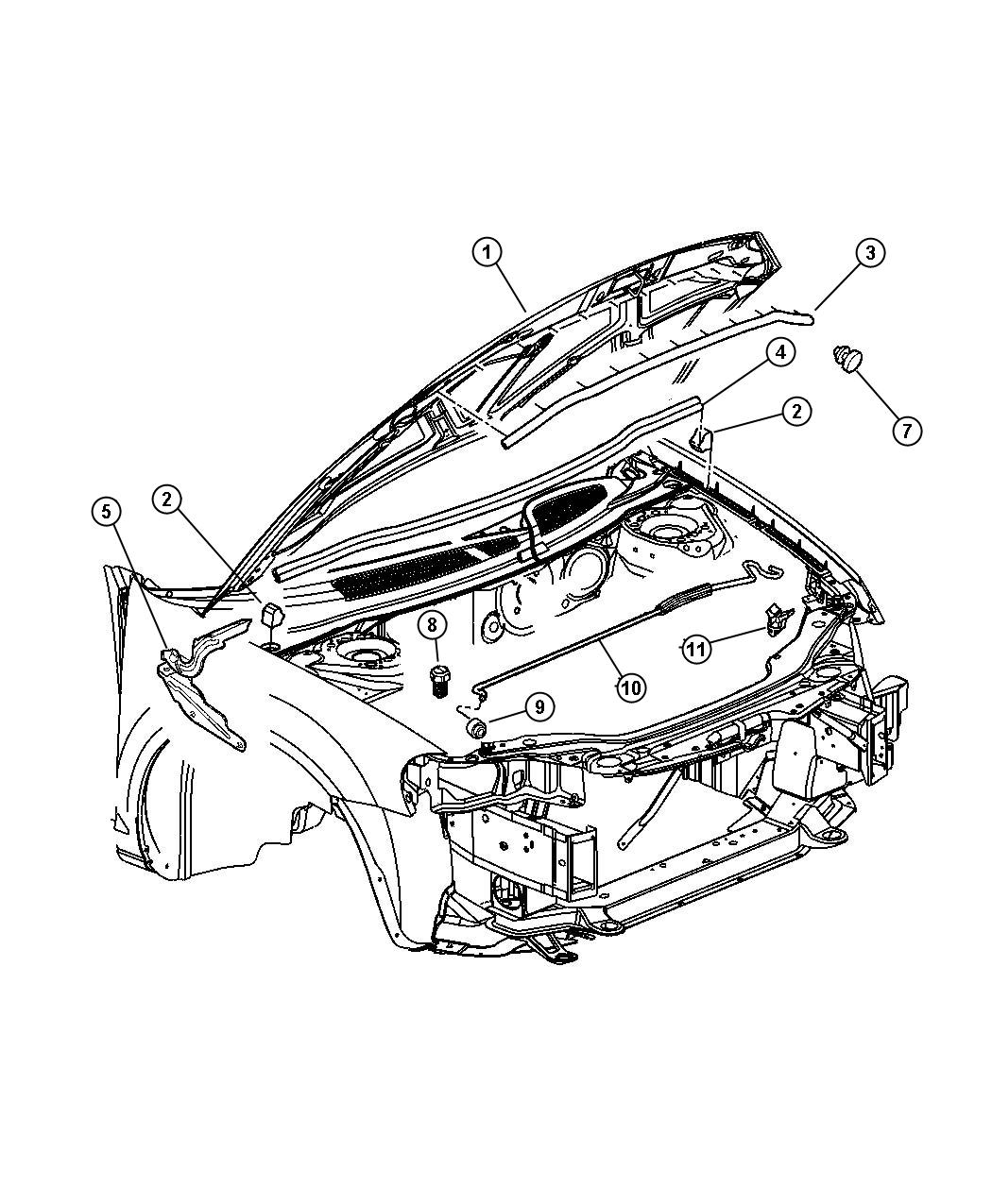 Diagram Hood. for your 2012 Dodge Journey  R/T 