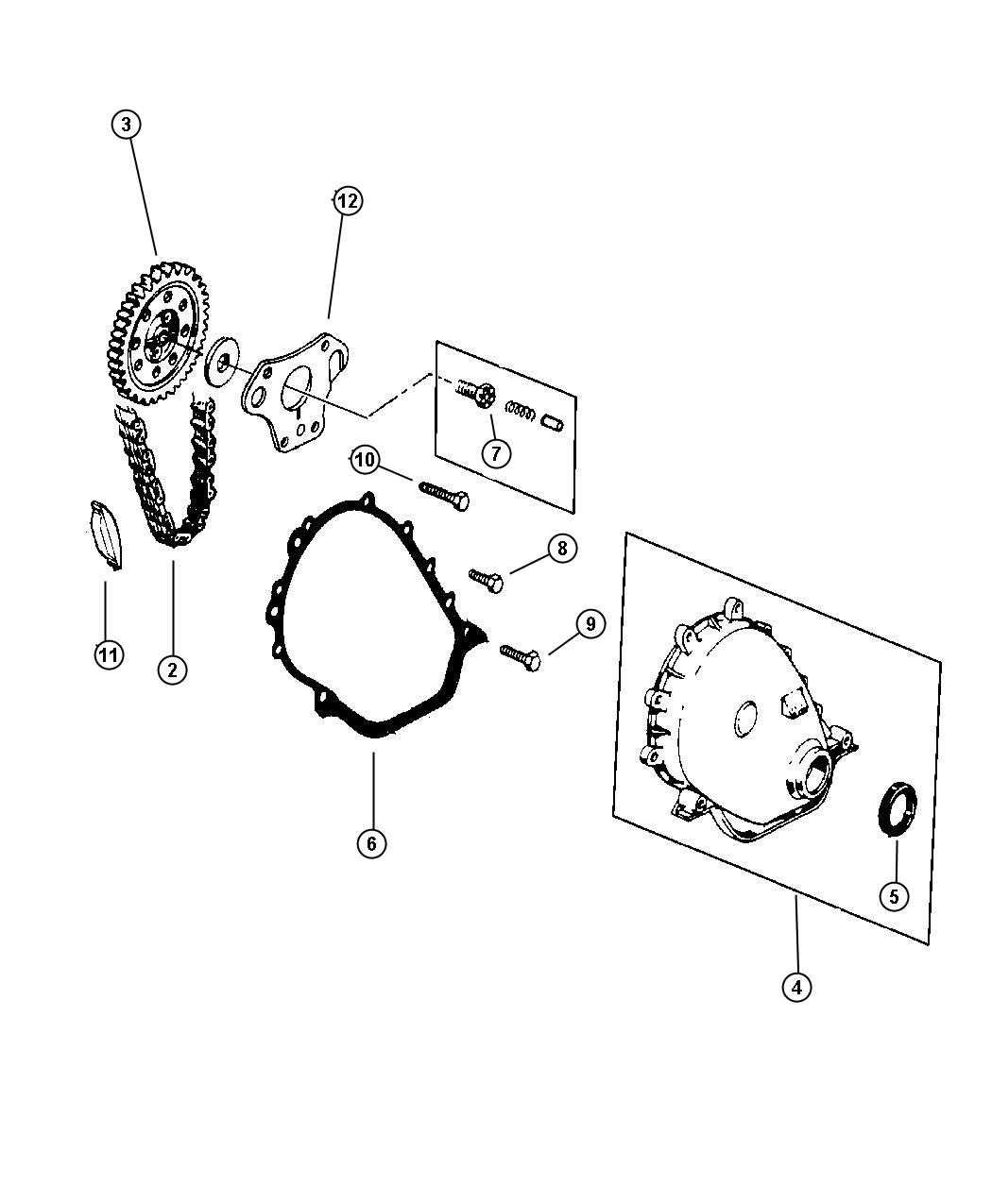 Diagram Timing Cover, 4.0 (ERH). for your 2002 Chrysler 300  M 