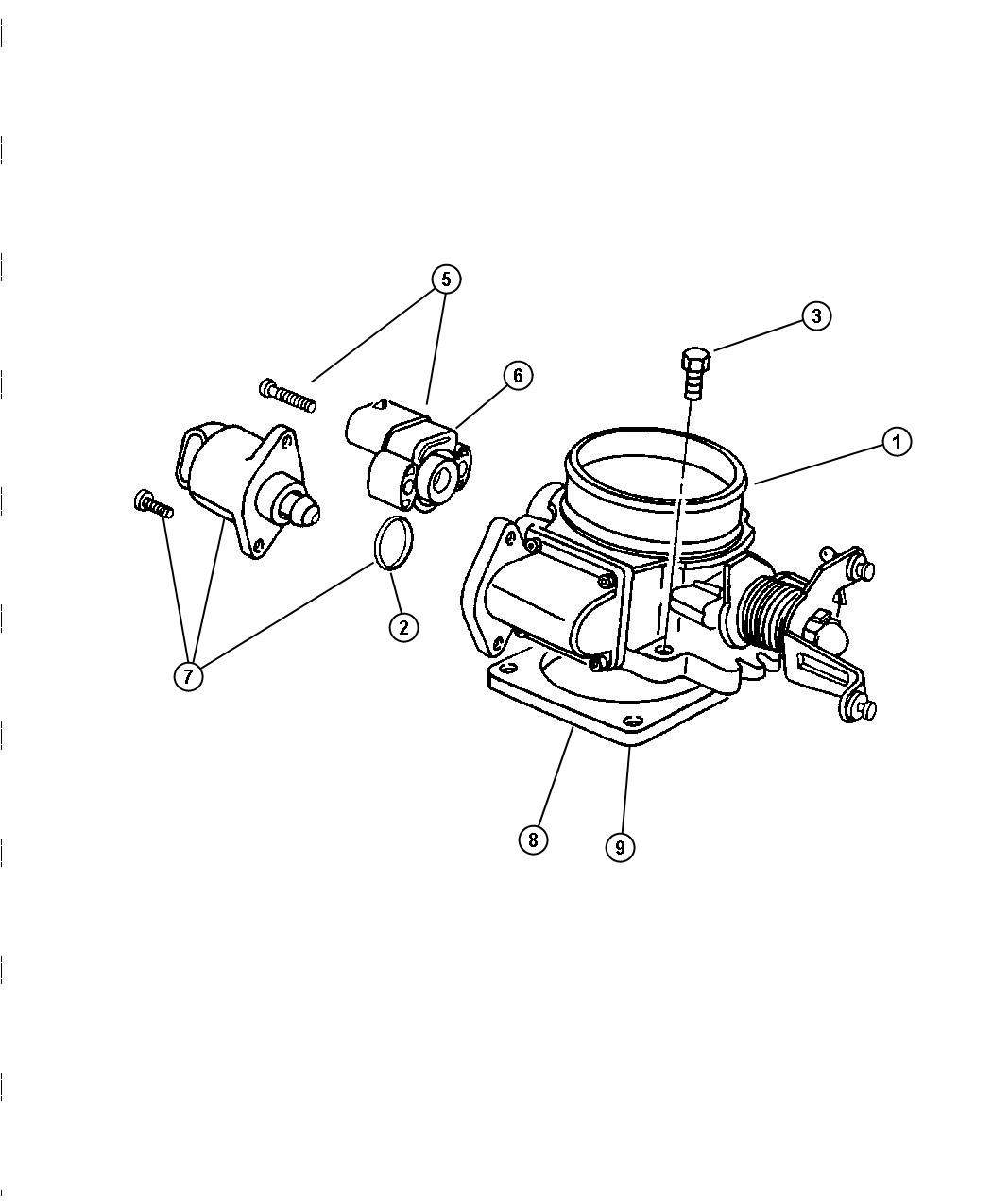 Diagram Throttle Body, 4.0 [Engine - 4.0L Power Tech I-6], 4.7 [[Engine- 4.7L V8 MPI, 4.7L V8 POWER TECH HO ENGINE]]. for your Jeep