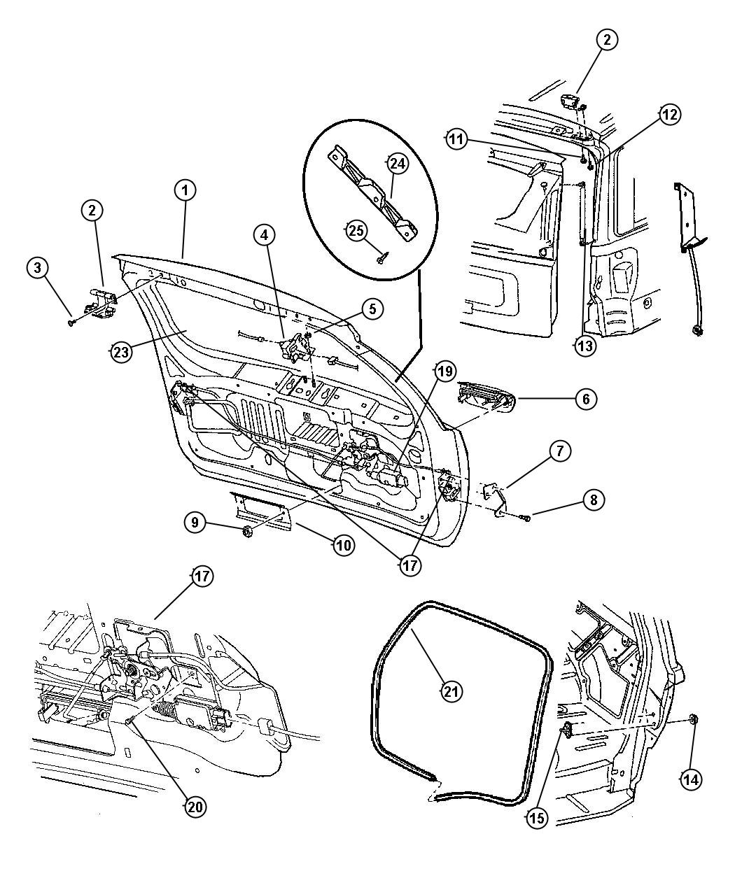 Diagram Liftgate, Latch and Hinges. for your Jeep