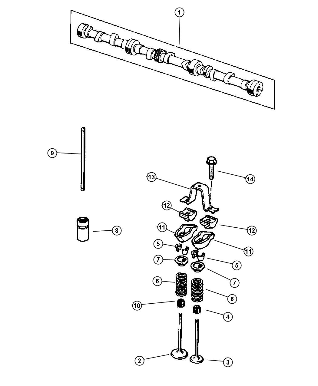 Diagram Camshaft and Valves, 4.0 [Engine - 4.0L Power Tech I-6]. for your 2000 Chrysler 300  M 