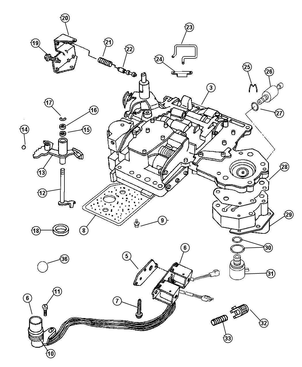 Diagram Valve Body  [42RE]  [4-SPD. AUTOMATIC 42RE TRANSMISSION]. for your Jeep Grand Cherokee  