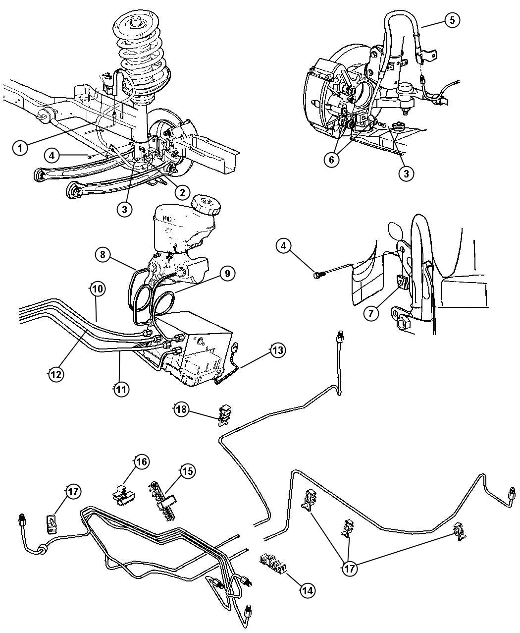 Diagram Lines and Hoses, Brake With Anti-Lock Brakes. for your 2016 Chrysler Town & Country   