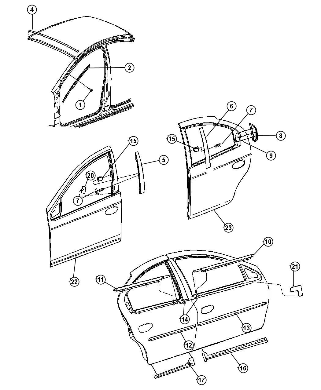 Diagram Mouldings and Ornamentation. for your 2004 Chrysler 300  M 