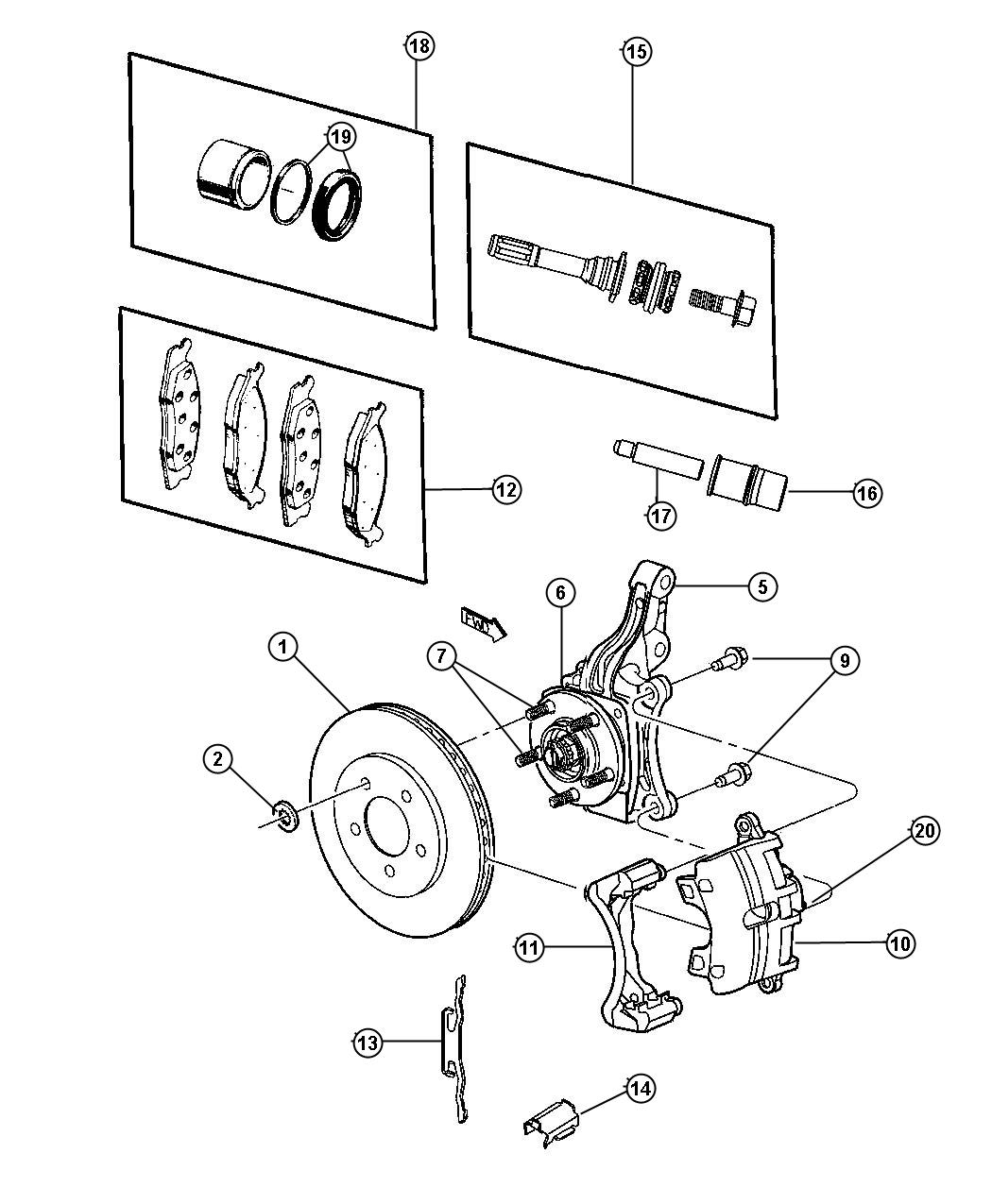 Diagram Brakes, Front. for your Dodge Grand Caravan  