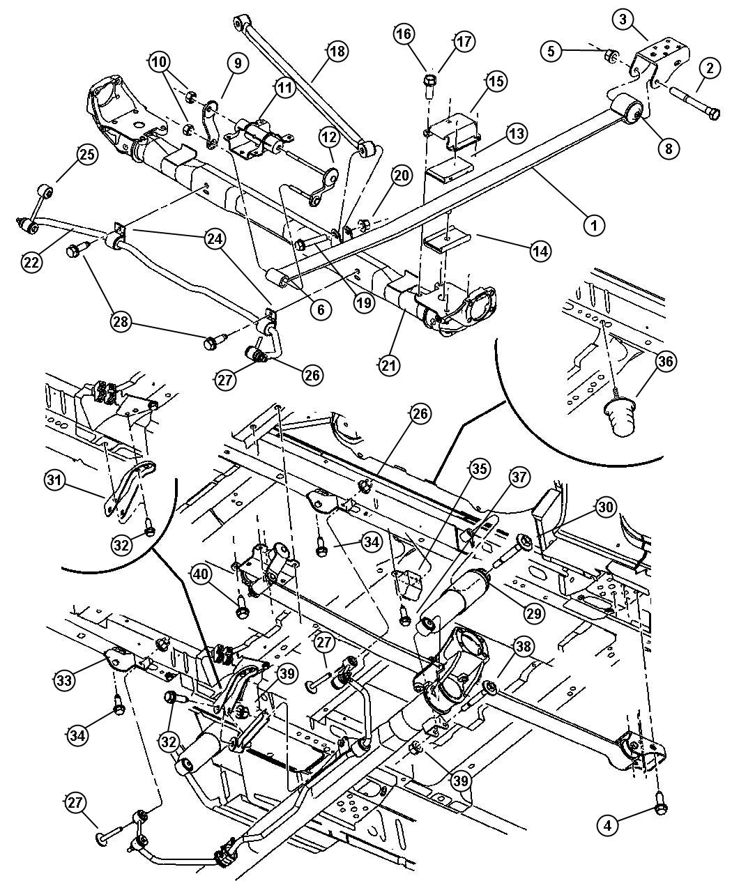 Diagram Suspension, Rear-Front Wheel Drive. for your 1999 Dodge Grand Caravan   