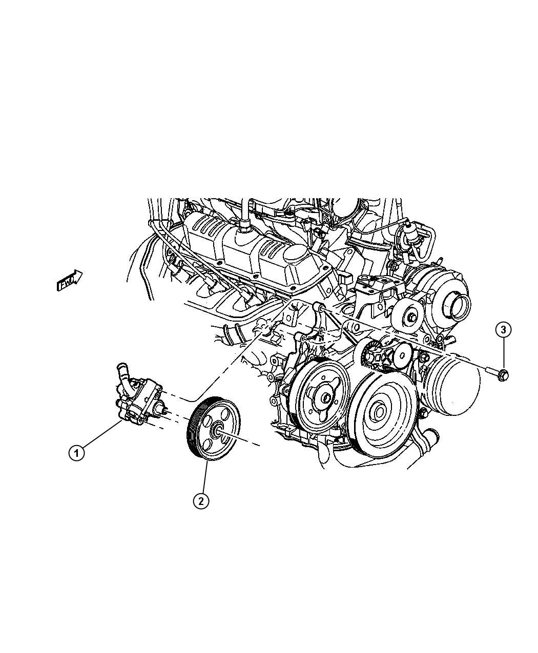 Diagram Power Steering Pump 3.3L / 3.8L Engine. for your 2014 Chrysler Town & Country   