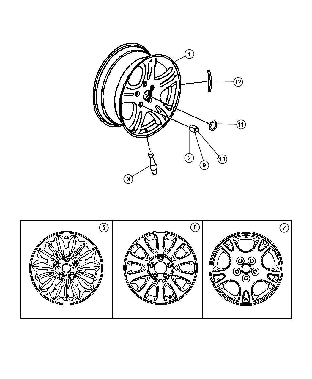 Diagram Wheels and Hardware. for your Chrysler