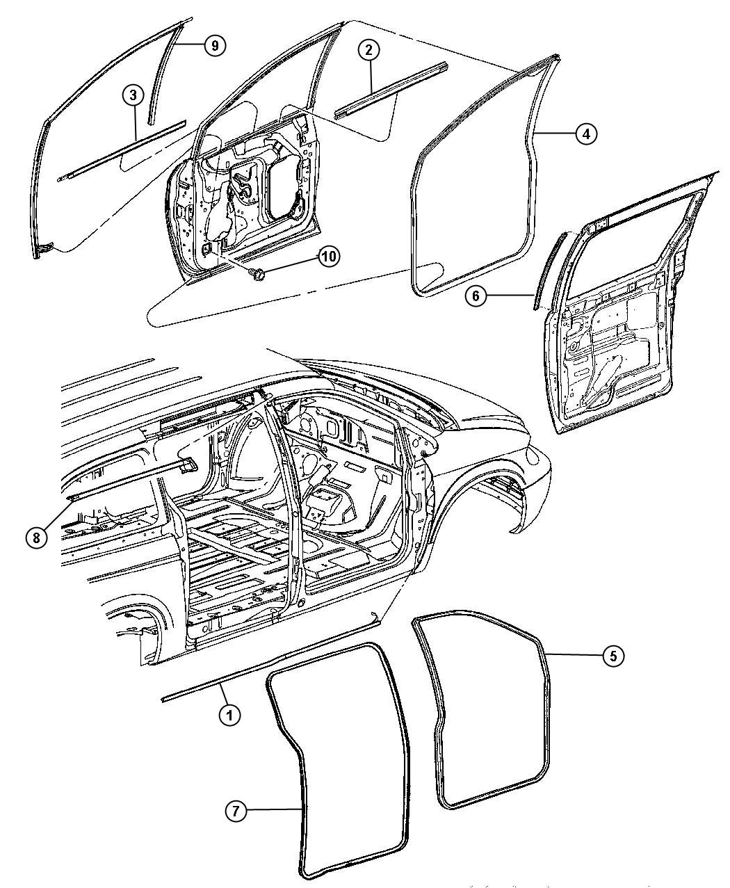 Weatherstrips. Diagram