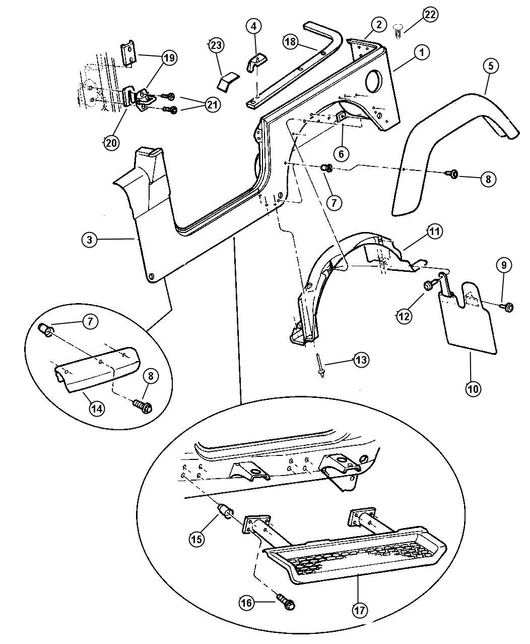 Diagram Panels, Body Side Wrangler. for your 1999 Jeep Wrangler   