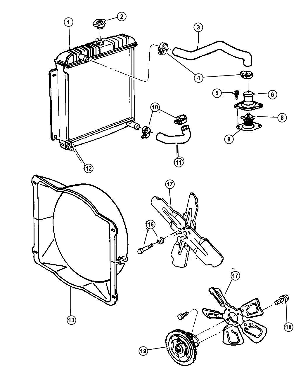 Radiator And Related Parts. Diagram