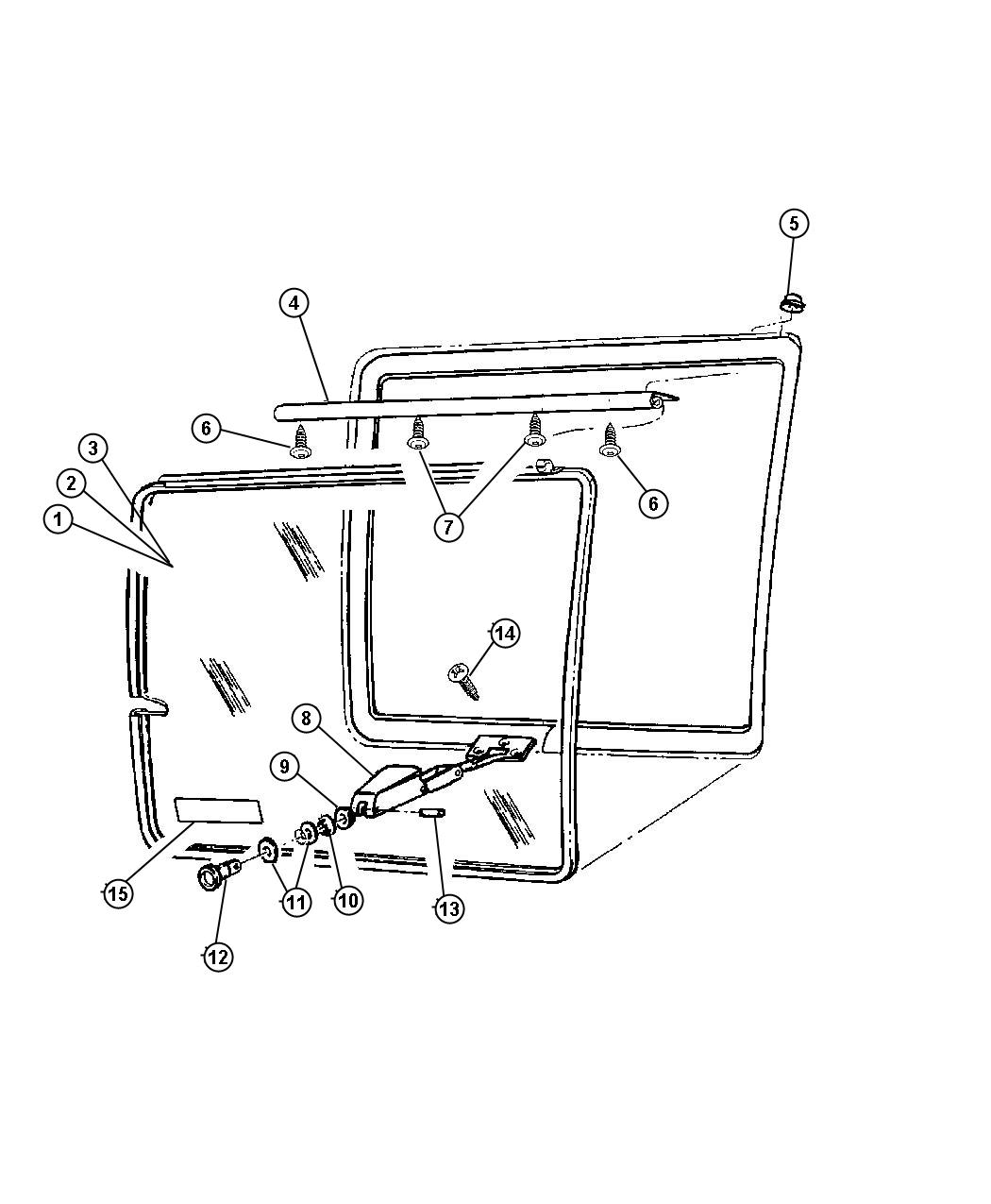 Door, Dual Cargo Glass And Hardware. Diagram