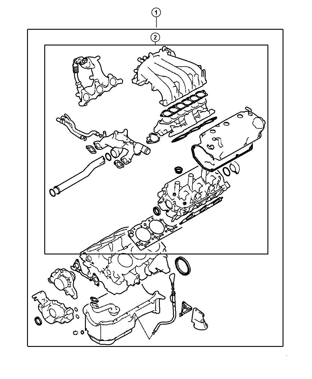 Diagram Engine Gaskets 3.0L Engine [3.0L V6 SOHC 24V ENGINE]. for your Chrysler