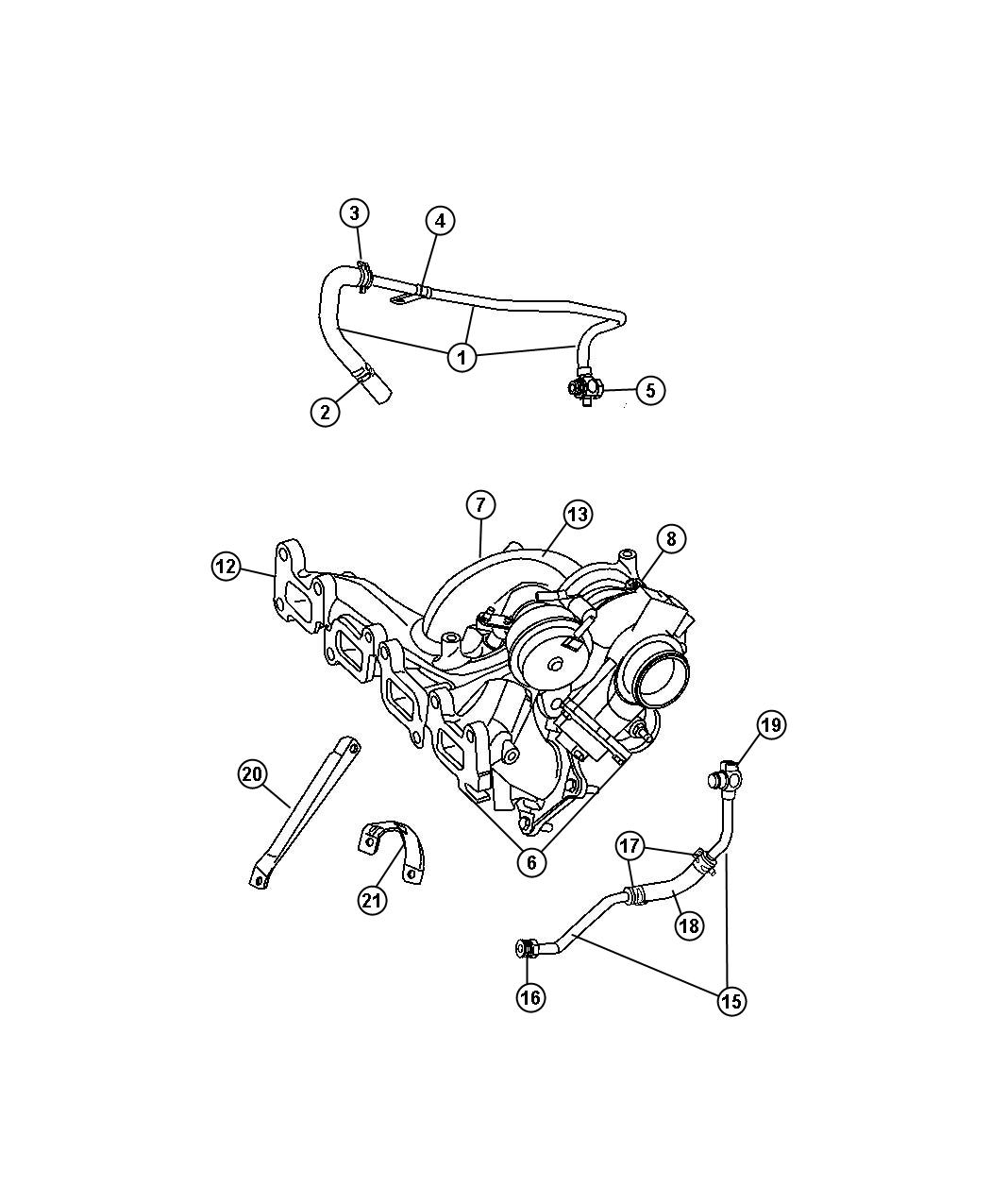 Diagram Turbocharger/Manifold [2.2L 4 CYL TURBO DIESEL ENGINE],[Engine - 2.4L 4 Cyl DOHC 16V Turbo]. for your 2008 Chrysler Aspen   