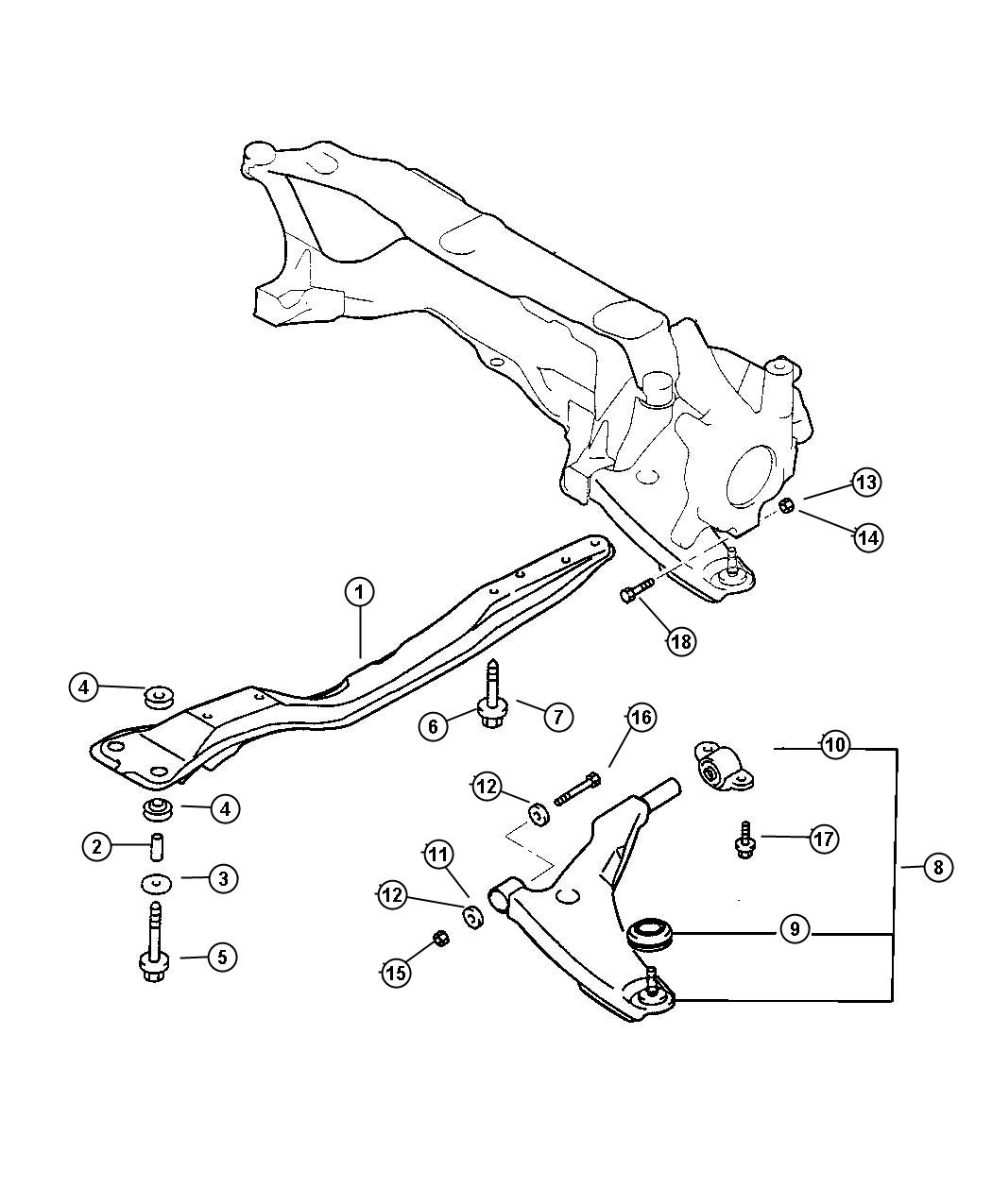 Diagram Front Suspension Arm and Related Parts. for your Chrysler