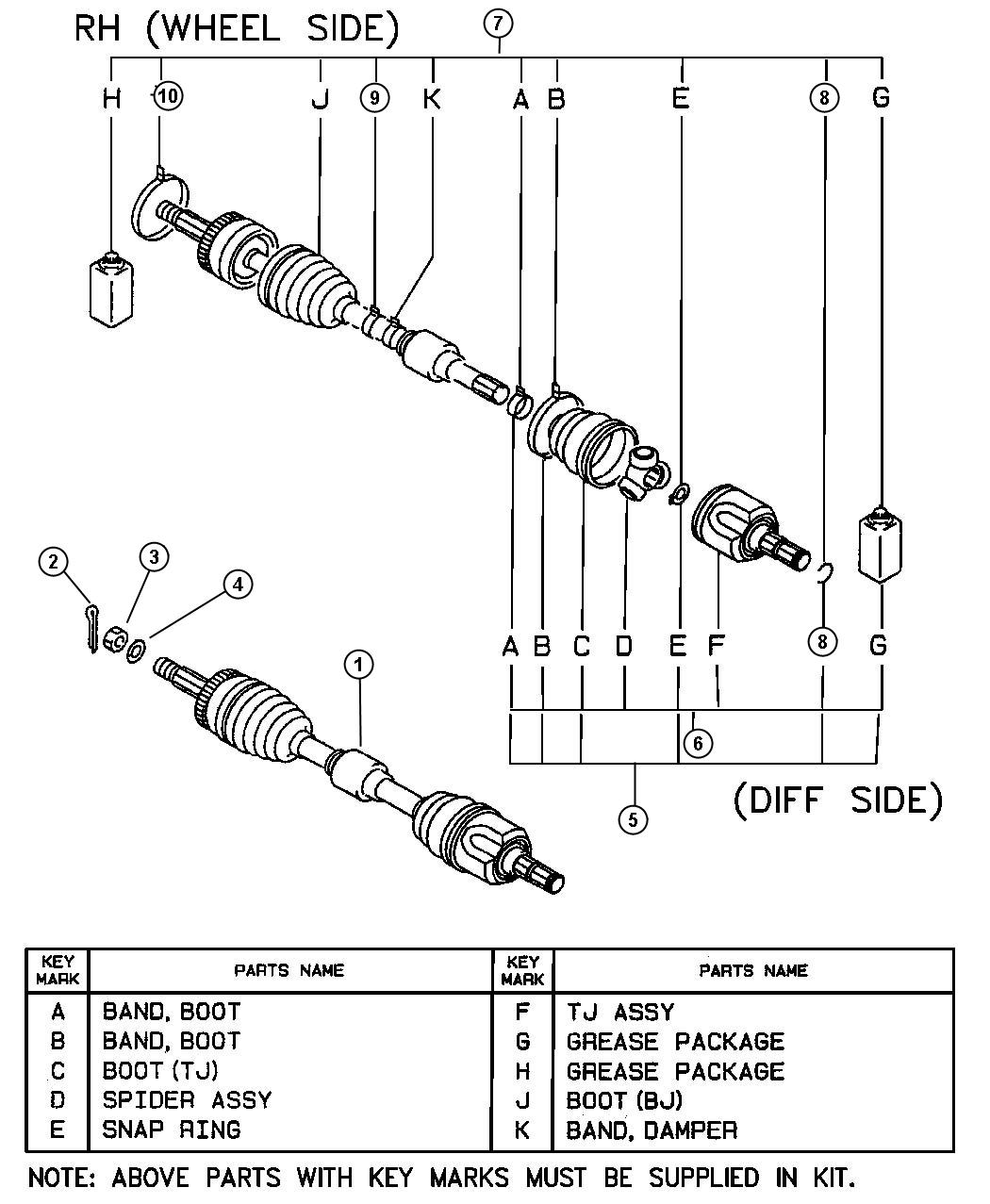 Front Axle Drive Shaft - 2.4L (Right). Diagram