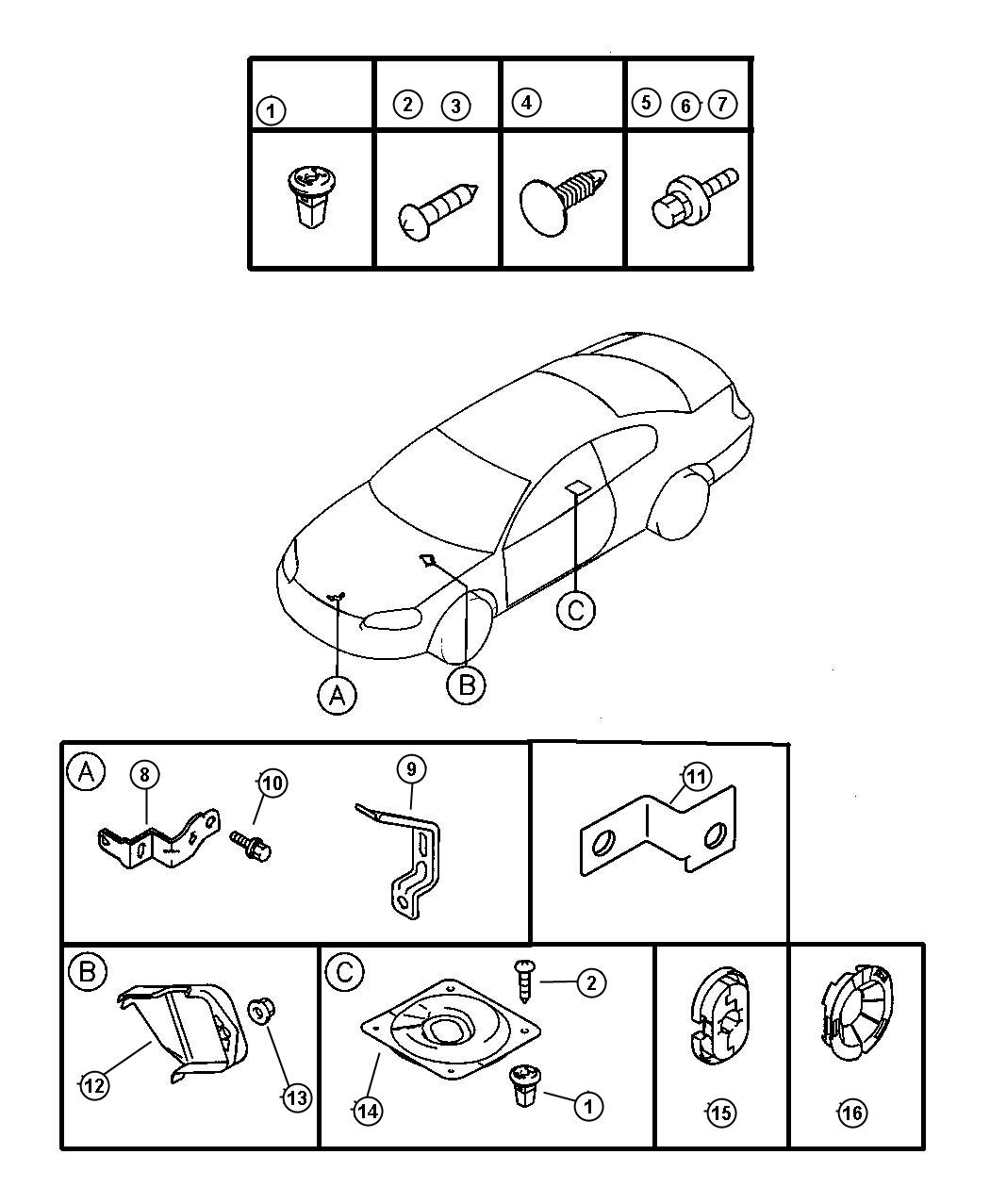 Diagram Wiring - Brackets and Attaching Parts. for your 2000 Chrysler 300  M 