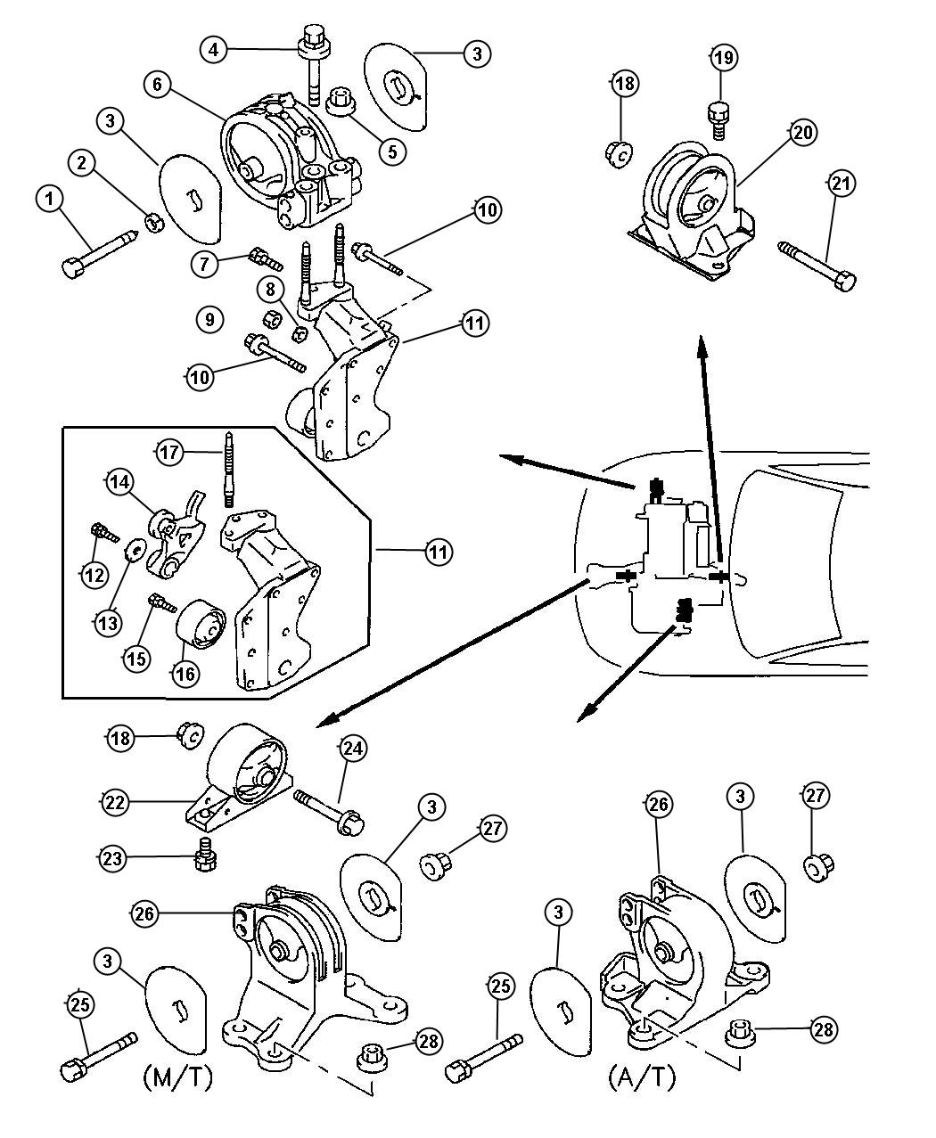 Engine Mounting 2.4L MMC I-4. Diagram