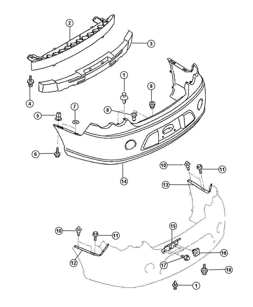 Diagram Rear Bumper and Fascia - Dodge. for your Dodge