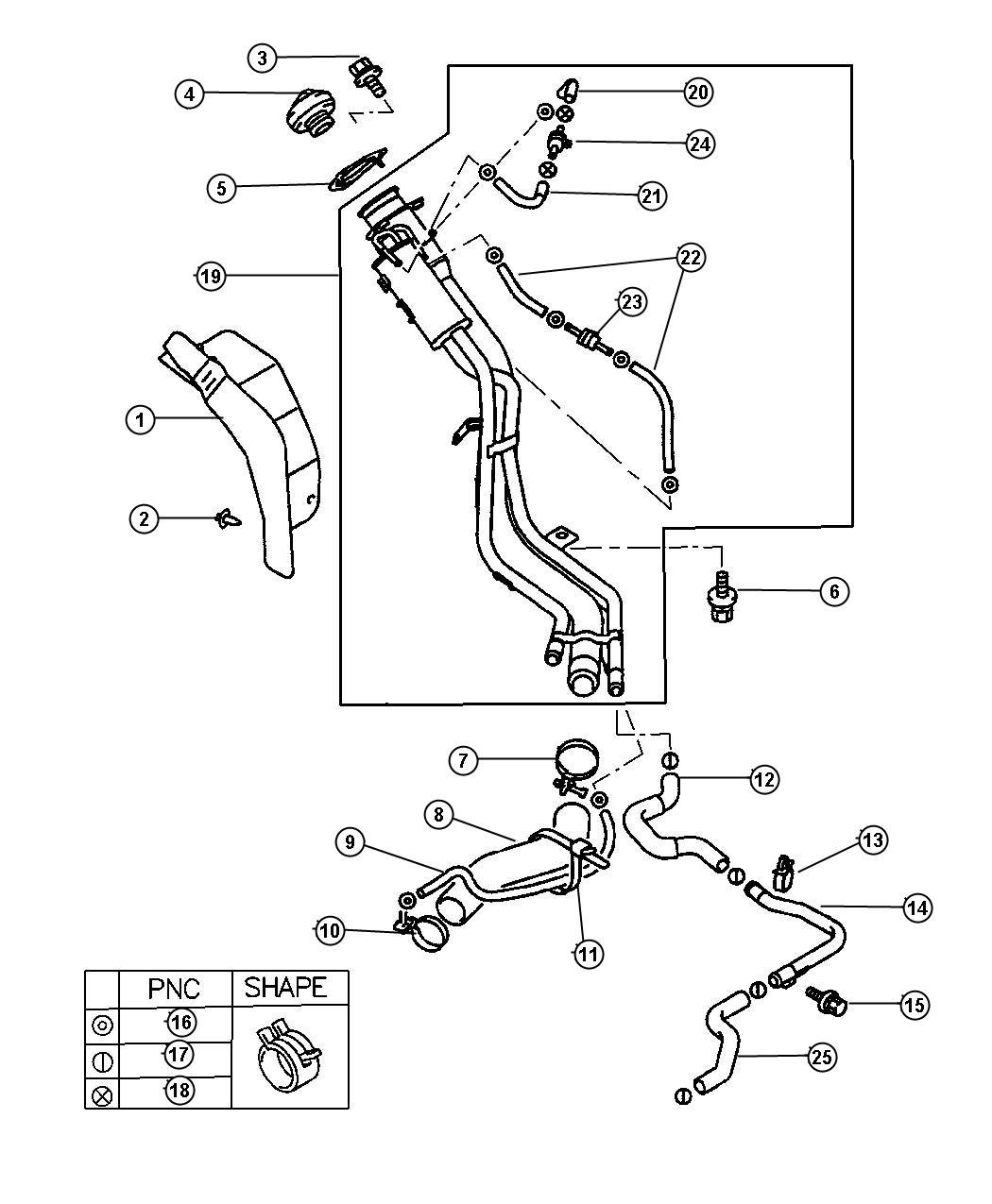 Diagram Fuel Filler Tube. for your Dodge