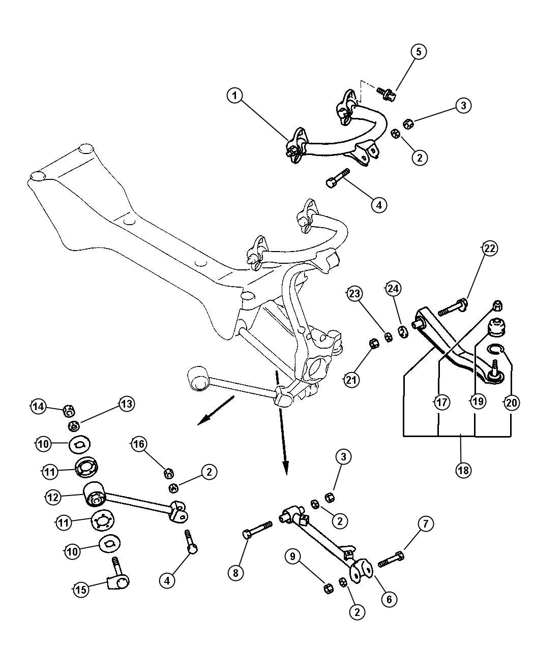 Rear Suspension Arm and Related Parts. Diagram