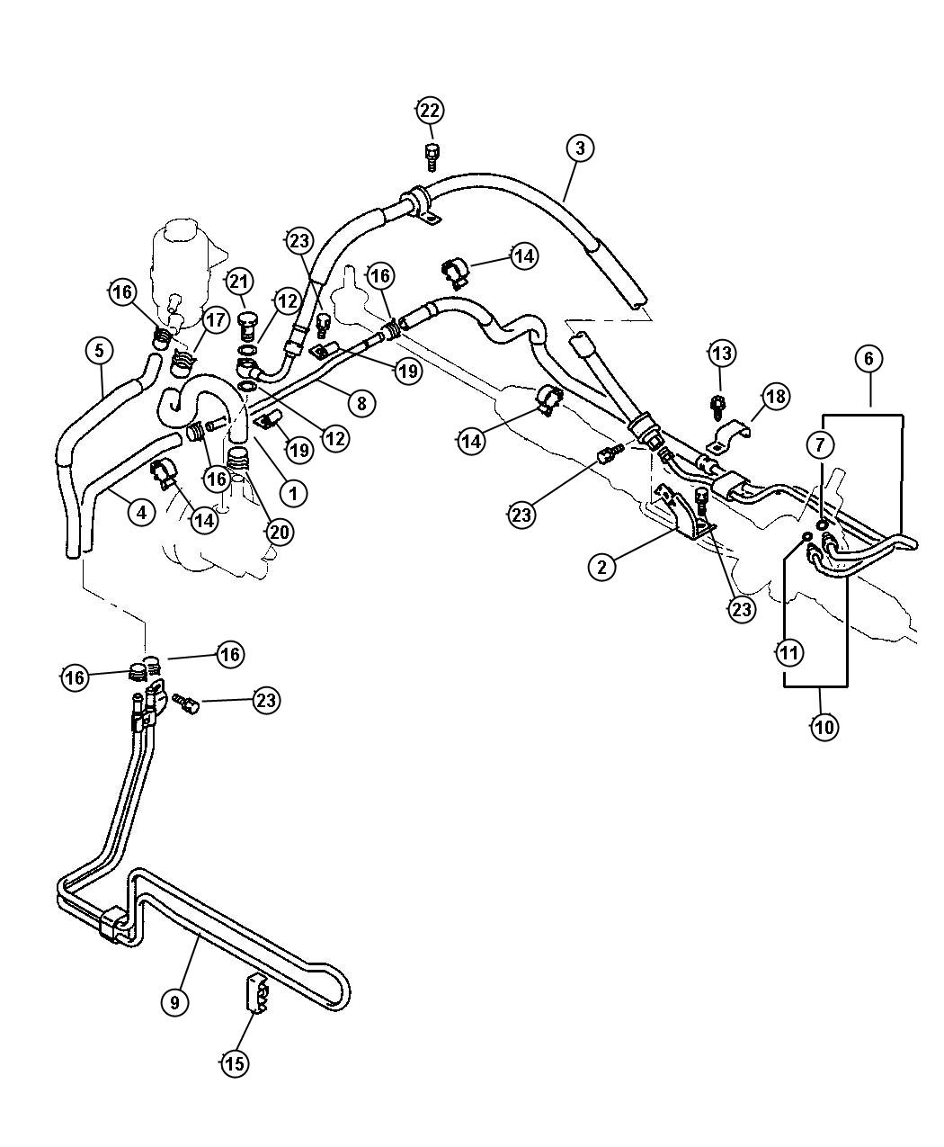 Diagram Hoses and Attaching Parts, 2.4L Engine. for your Chrysler 300 M 