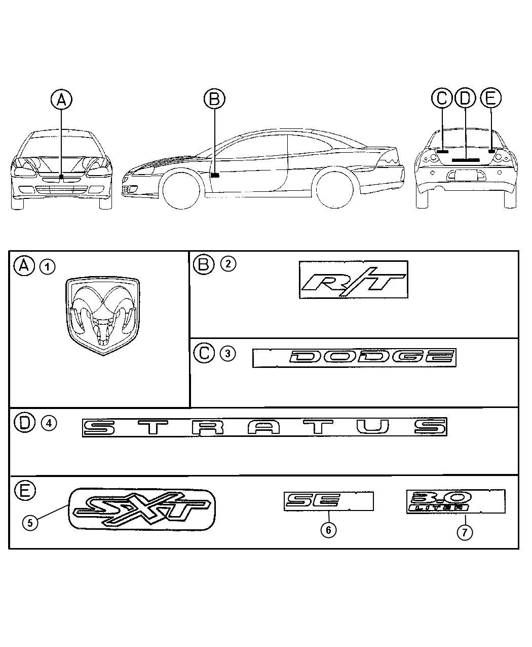 Nameplates - Dodge. Diagram