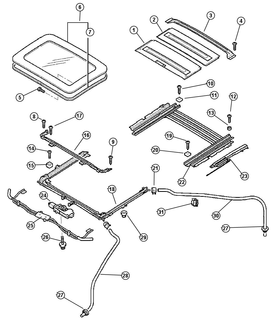 Diagram Sunroof. for your 2000 Chrysler 300  M 